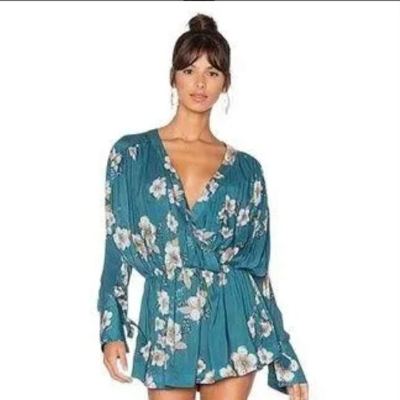 Free People Tuscan Dreams Tunic Top Turquoise Pink White Medium πΈ - Picture 3 of 16